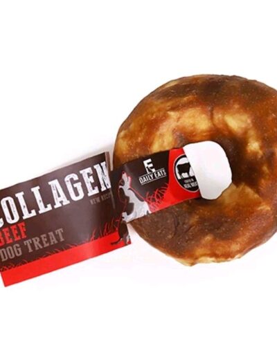 Daily Eats Collagen Donut 3.5″ Beef Dog Treat 90g - Natural Protein for Healthy Joints & Coat