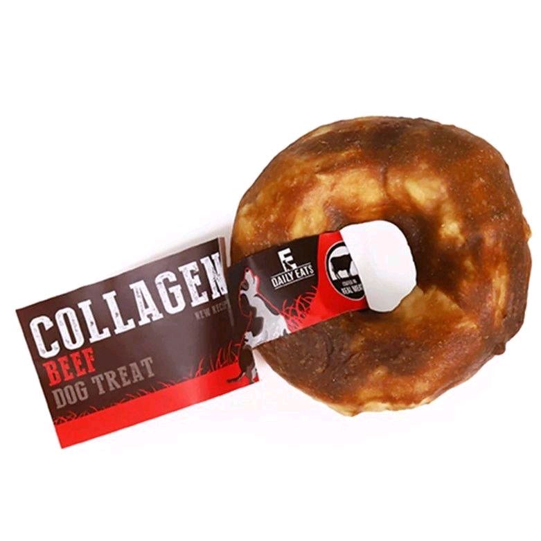 Daily Eats Collagen Donut 3.5″ Beef Dog Treat 90g - Natural Protein for Healthy Joints & Coat