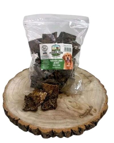 Paddock Farm Puffed Lamb Jerky 500g Natural Dog Treat with Omega 3 Fatty Acids for Immune Boost and Joint Health