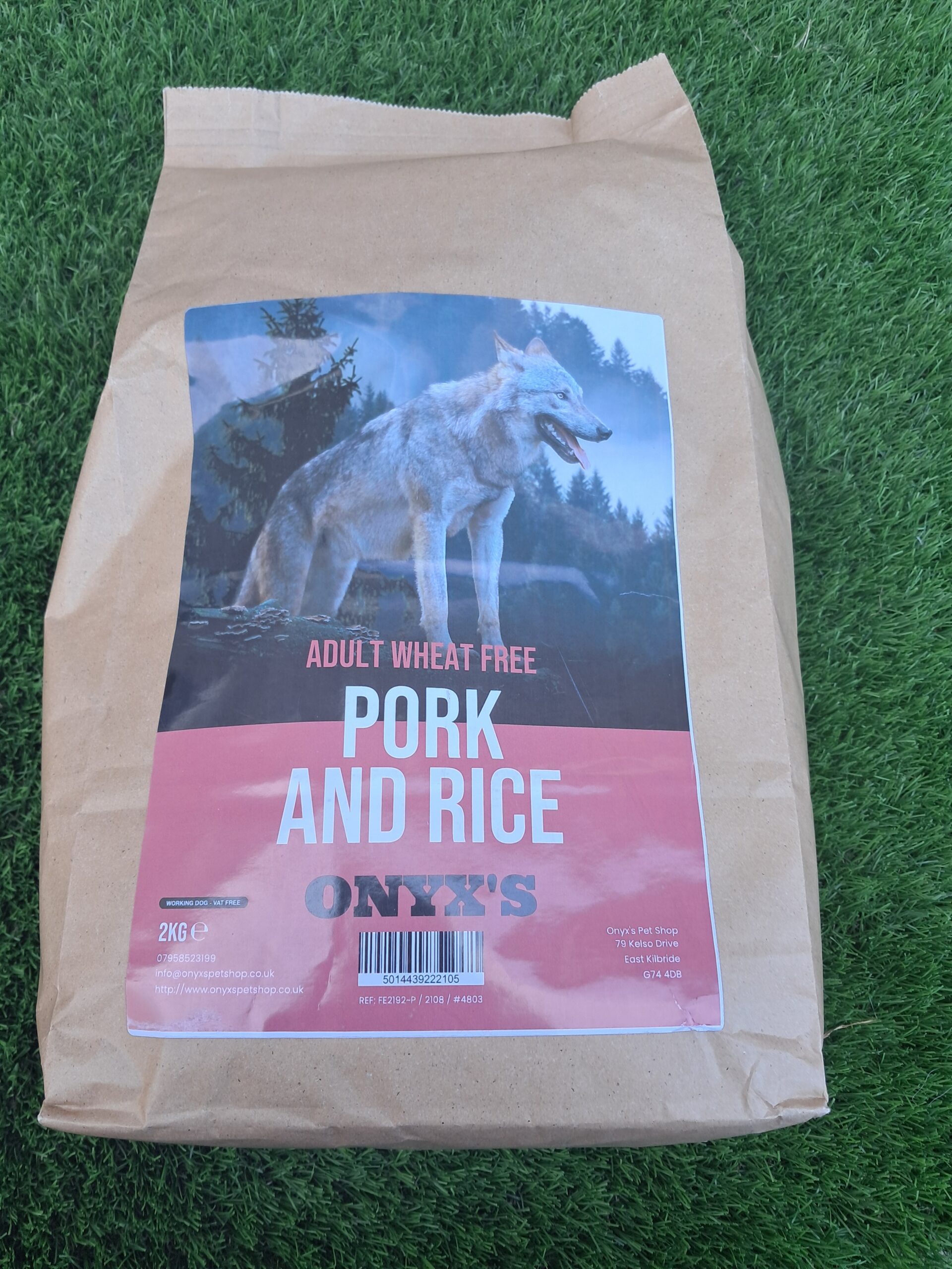 Onyx's - Wheat Free Adult Pork and Rice Dog Food (2KG)