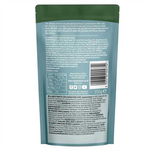Country Hunter Adult Wet Dog Food - Duck - 6x150g Pouches - Image 2