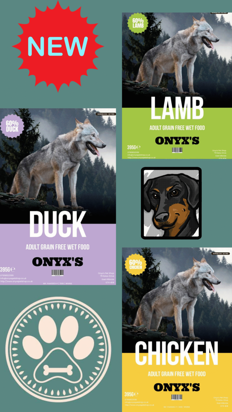 Onyx's Adult Grain Free Wet Dog Food (395g) 3 varieties available - Image 2