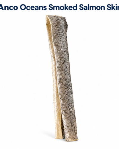 Anco Oceans Smoked Salmon Skin Protein rich crunchy treat made from 100% Salmon